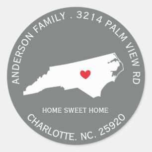 DE STAAT NORTH CAROLINA   Nieuw adreslabel Sticker