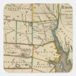 De staat Rhode Island 3 Vierkante Sticker