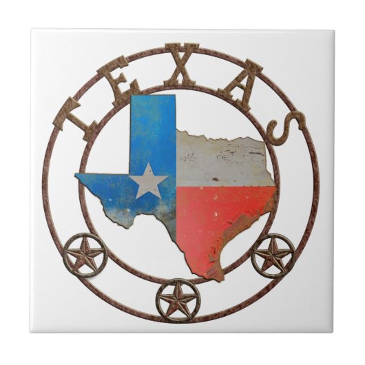 De staat Texas Wough Iron Tegeltje (Voorkant)