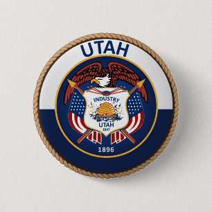 de staat Utah Flag Seal Button