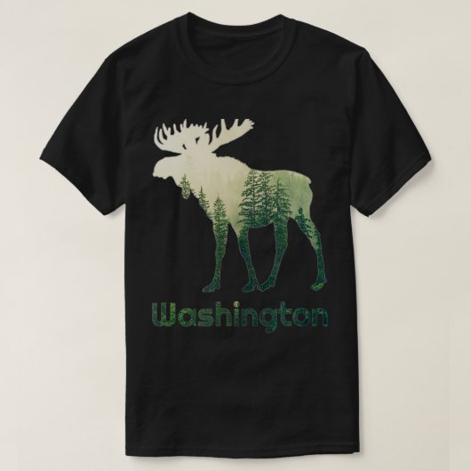 De staat Washington Moose Forest Tree Hunter Wildl T-shirt (Design voorkant)
