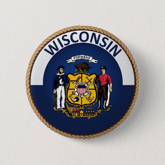De staat Wisconsin Flag Seal Button (Voorkant)