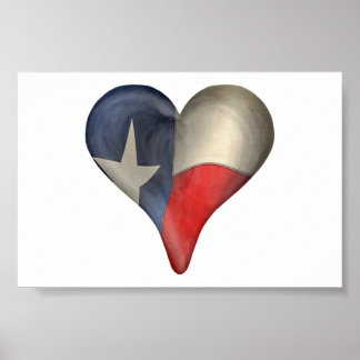 de staatsvlag van Texas in een hart Poster