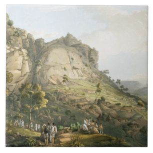 De stad Abha in Abyssinia, gegraveerd door J. Bluc Tegeltje