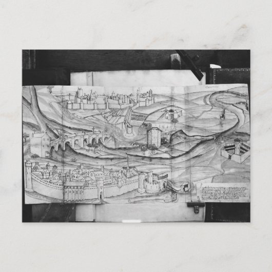 De stad Carcassonne, 1462 Briefkaart (Voorkant)