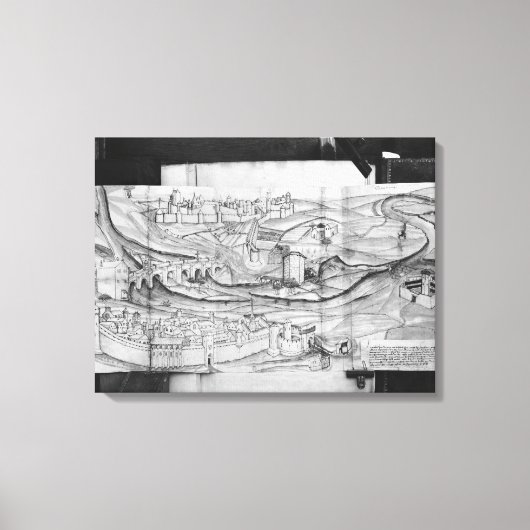 De stad Carcassonne, 1462 Canvas Afdruk (Voorkant)