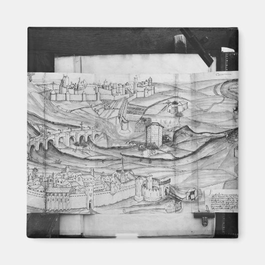 De stad Carcassonne, 1462 Magneet (Voorkant)