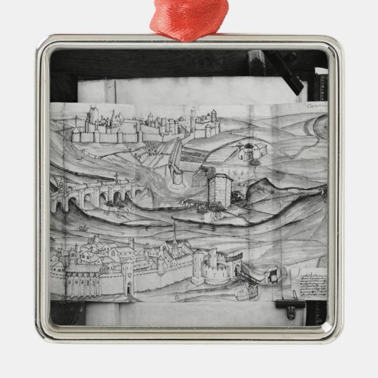 De stad Carcassonne, 1462 Metalen Ornament (Voorkant)