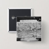 De stad Carcassonne, 1462 Vierkante Button 5,1 Cm (Voorkant /achterkant)