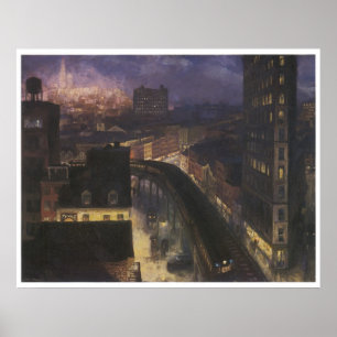 De stad Greenwich Village, John Sloan Poster