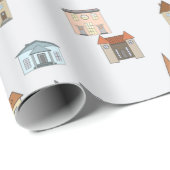 De stad heeft een witte achtergrond. cadeaupapier (Rol Hoek)