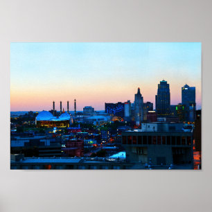 De stad Kansas bij Sunset Poster