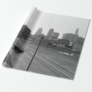 De stad Kansas City Skyline-Black en White Photo Cadeaupapier