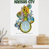 De stad Kansas, de stad der fonteinen, Poster (Keuken)