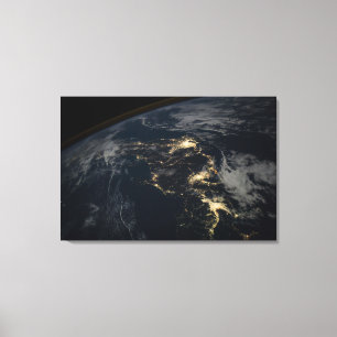 De stad licht 's nachts in Japan. Canvas Afdruk