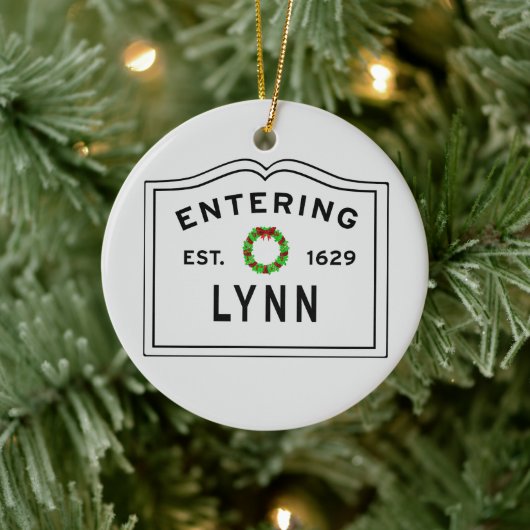 De stad Lynn Holiday Wreath Ceramic Ornament (Boom)