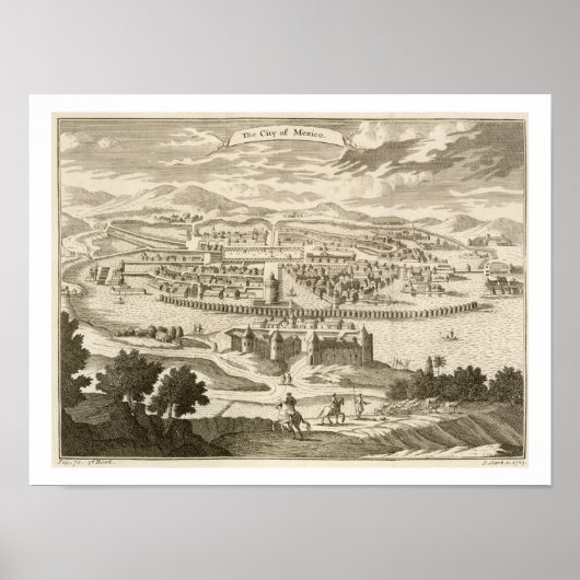 De stad Mexico, 1723 (graving) Poster (Voorkant)
