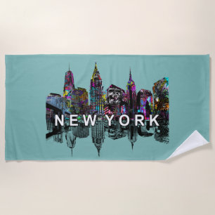 De stad New York is bedekt met graffiti Strandlaken
