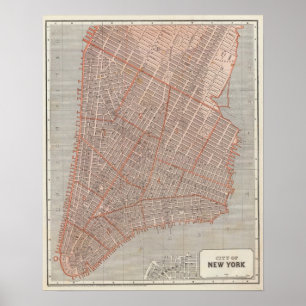 De stad NY Atlas Map Poster