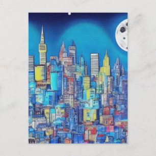 De stad 's nachts werkt alleen voor jou. briefkaart