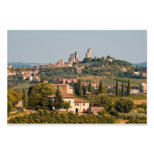 De stad San Gimignano, Toscane, Italië Foto Afdruk