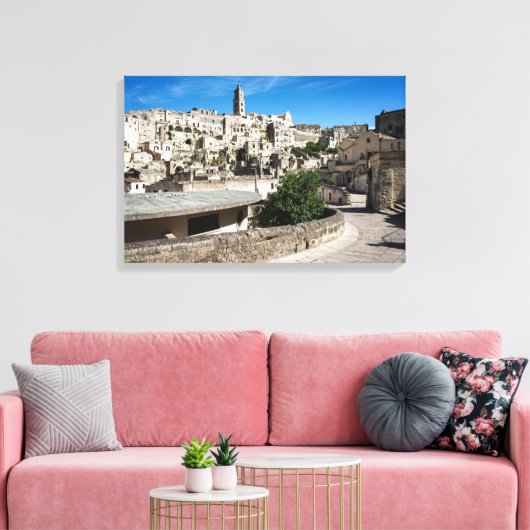 De stad Sassi di Matera Canvas Afdruk (Insitu (Woonkamer))