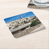 De stad Sassi di Matera Vierkante Kartonnen Onderzetter (Schuin)