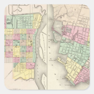 De stad Savannah Georgia Vierkante Sticker