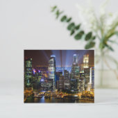 De stad Singapore 's nachts Briefkaart (Staand voorkant)