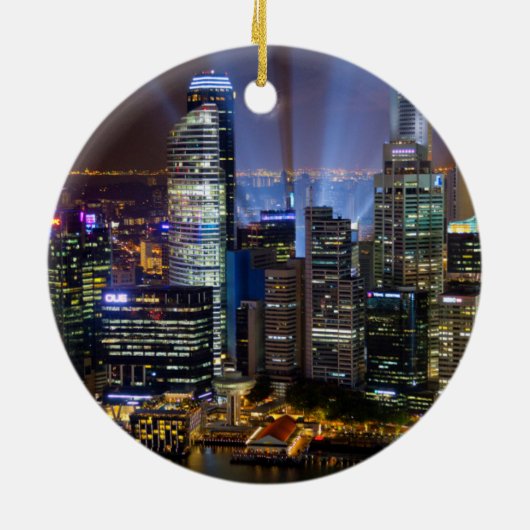 De stad Singapore 's nachts Keramisch Ornament (Achterkant)