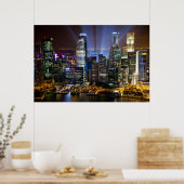 De stad Singapore 's nachts Poster (Keuken)