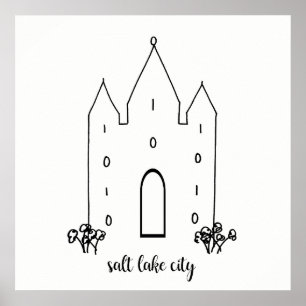 de stad van het zout meer utatempel is een moderne poster