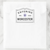 De stad Worcester MA binnenkomen Ovale Sticker (Tas)