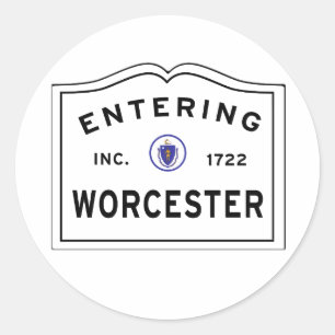 De stad Worcester MA binnenkomen Ronde Sticker