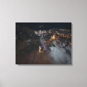 De stadslichten van Jazan en zijn buitenwijken Canvas Afdruk