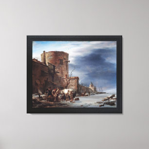 De stadsmuur van Haarlem in de winter Canvas Afdruk