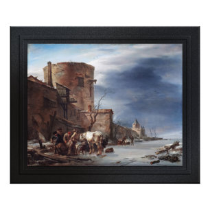 De stadsmuur van Haarlem in de winter Foto Afdruk