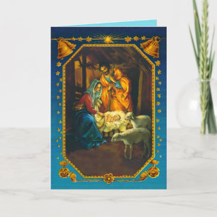 De stal bij de geboorte van baby Jesus Feestdagen Kaart