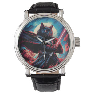 De Stardust Samurai   Cosmic Cat Warrior Horloge