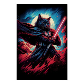 De Stardust Samurai | Cosmic Cat Warrior Perfect Poster