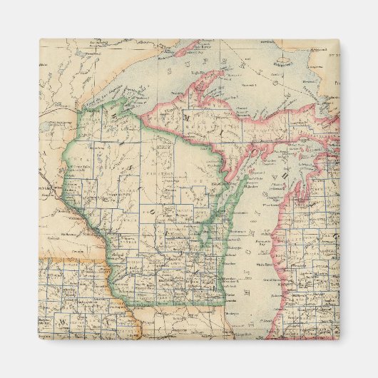 De staten Michigan, Wisconsin en Iowa Magneet (Voorkant)