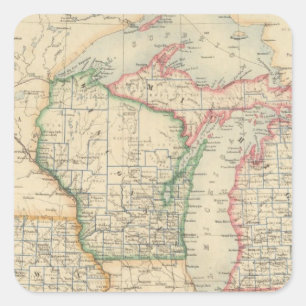 De staten Michigan, Wisconsin en Iowa Vierkante Sticker