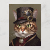 De Steampunk Kat Briefkaart (Voorkant)