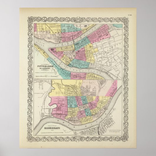 De steden Pittsburgh Allegheny Cincinnati Poster (Voorkant)