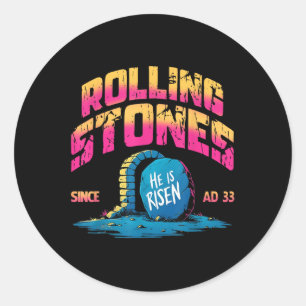 De steen is weggerold, hij is levend retro Christu Ronde Sticker