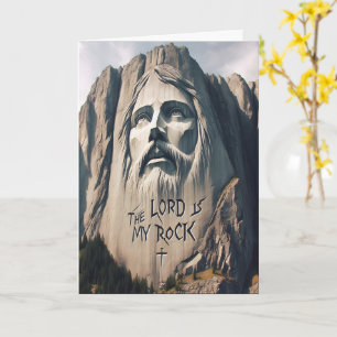 De steen uitgehouwen Verlosser De Heer is mijn rot Kaart