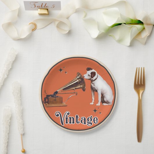 De stem van zijn meester  papieren bordje (Huwelijk)