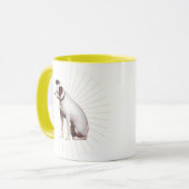 De stem van zijn meester straalt helder mok (Voorkant links)