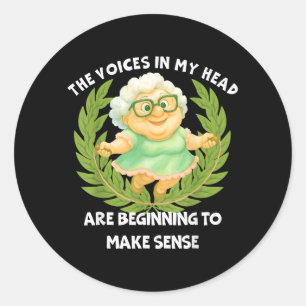 De Stemmen In Hoofd Grappige Humor Citaat Sarcasti Ronde Sticker