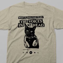 De Stemmen In Mijn Hoofd Zwarte Kat Muziekspeler T-shirt